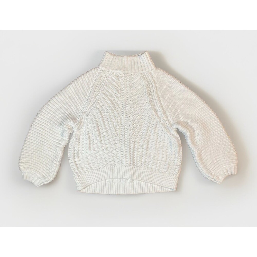 Free People Sweetheart Chunky Mock Neck Knit Long Sleeve Sweater Cotton White